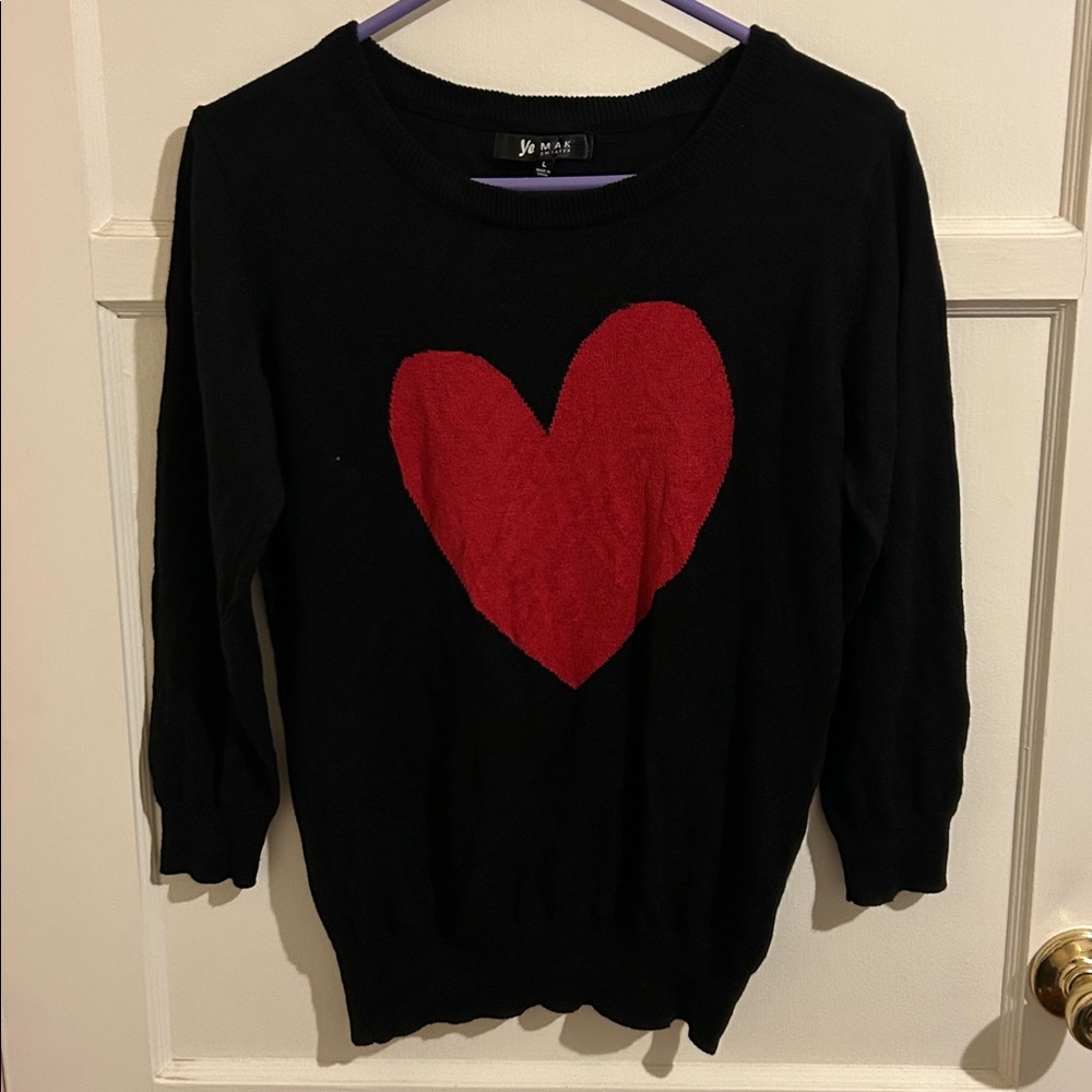 Red Heart Black Sweater L